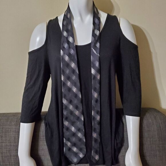 Palatina Black & Gray Silk Tie - Picture 3 of 5